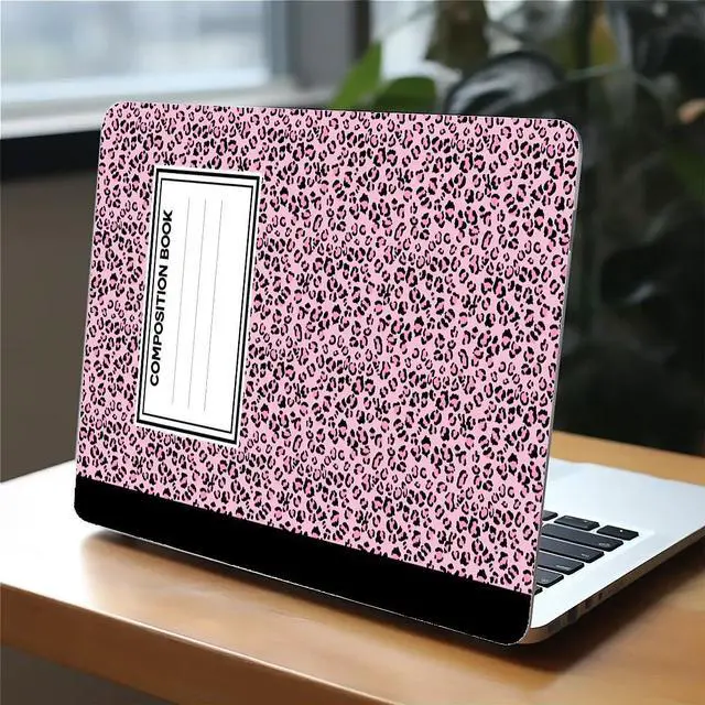 Alt view image 3 of 5 - ReLuB Compatible with MacBook Air 13.3 inch Case 2018-2020 Release A1932 A2179 A2337, Pink Leopard Print Composition Book Hard Plastic Shell Cover Case