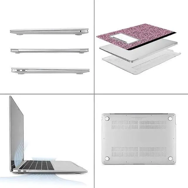 Alt view image 4 of 5 - ReLuB Compatible with MacBook Air 13.3 inch Case 2018-2020 Release A1932 A2179 A2337, Pink Leopard Print Composition Book Hard Plastic Shell Cover Case