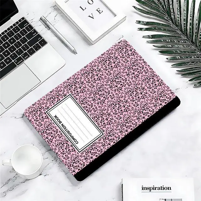 Alt view image 5 of 5 - ReLuB Compatible with MacBook Air 13.3 inch Case 2018-2020 Release A1932 A2179 A2337, Pink Leopard Print Composition Book Hard Plastic Shell Cover Case