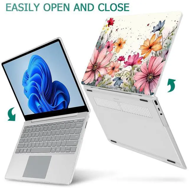 Alt view image 4 of 5 - Mektron Case for 13.5" Microsoft Surface Laptop 5/4/3 with Metal Palm Rest Model 1951/1868, 2019/2021/2022 Release Plastic Hard Shell Cover with Screen Protector + Keyboard Cover, Colorful Floral