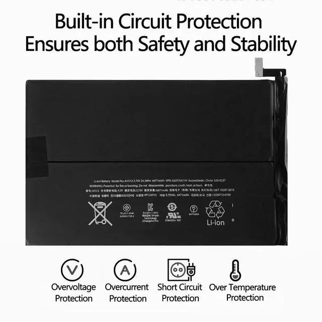 Alt view image 2 of 5 - Pinsinholy A1512 A1489 Battery Compatible with iPad mini 2 A1489 A1490 A1491 & iPad mini 3 A1599 A1600 A1601 with Installation Tools 3.75V 6471mAh 24.3Whr