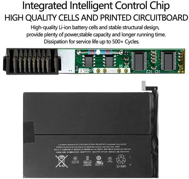 Alt view image 3 of 5 - Pinsinholy A1512 A1489 Battery Compatible with iPad mini 2 A1489 A1490 A1491 & iPad mini 3 A1599 A1600 A1601 with Installation Tools 3.75V 6471mAh 24.3Whr