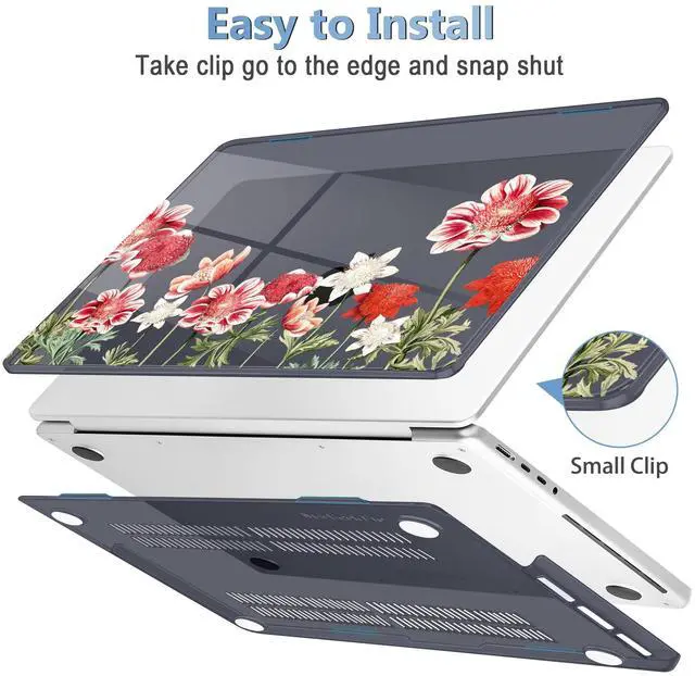 Alt view image 4 of 5 - Mektron Case for 2024 MacBook Pro 16" M4 Fits M3 A2991 M2 A2780 M1 A2485 (2021/2033) Pro/Max Chips with Touch ID, Hard Shell Plastic Laptop Cover Keyboard Cover Screen Protector, Anemone Flower