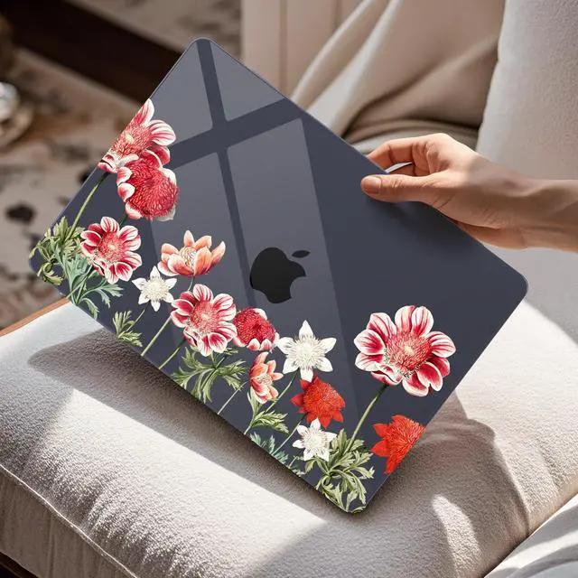 Alt view image 3 of 5 - Mektron Case for 2024 MacBook Pro 16" M4 Fits M3 A2991 M2 A2780 M1 A2485 (2021/2033) Pro/Max Chips with Touch ID, Hard Shell Plastic Laptop Cover Keyboard Cover Screen Protector, Anemone Flower