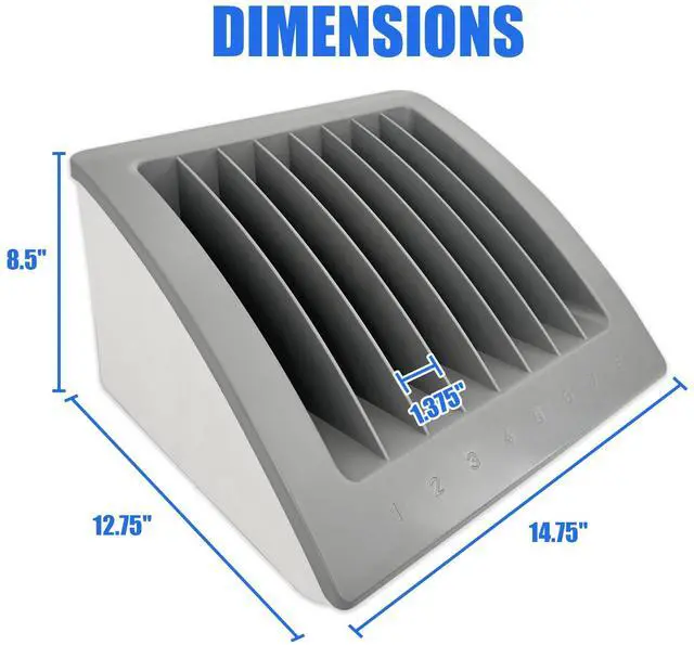 Alt view image 4 of 5 - 8-Device Laptop & Tablet Charging Station - Classroom & Office Organizer with Circuit Breaker & Cable Management - Fits Laptops, Chromebooks & Tablets Up to 15.6'' & 1.35'' Thick