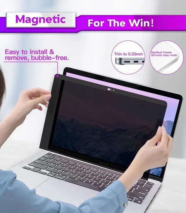 Alt view image 4 of 5 - PYS Privacy Screen for MacBook Pro 13.3 Inch Laptop (2016-2022 M1/M2) - Magnetic Anti-Spy Security Filter with Webcam Cover Slider, Easy On/Off & Touch Bar Compatibility for MacBook Pro 13 inch Laptop