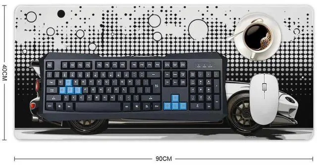 Alt view image 2 of 5 - QEOPGNE Car Gaming Mouse Pad Large Mousepad R34 Black and White Minimalist Art JDM Sport Car Big Computer Desk Mat Desk Pad for Keyboard and Mouse Mat Non-Slip Base 40x90cm