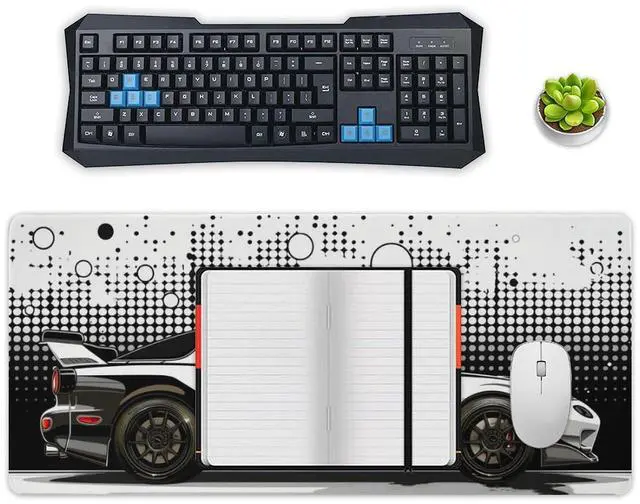Alt view image 4 of 5 - QEOPGNE Car Gaming Mouse Pad Large Mousepad R34 Black and White Minimalist Art JDM Sport Car Big Computer Desk Mat Desk Pad for Keyboard and Mouse Mat Non-Slip Base 40x90cm