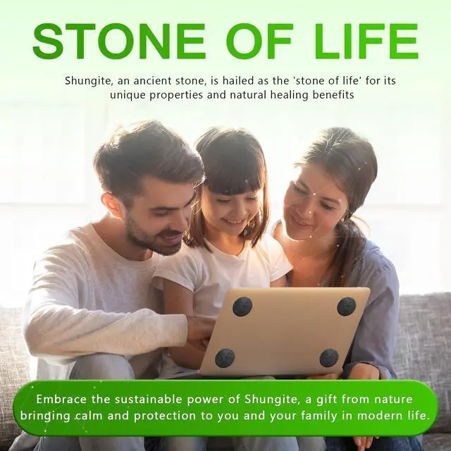 Alt view image 5 of 5 - 2 Pcs Shungite Sticker for Cell Phone + Raw Shungite Stones Set - 30 mm/1.18 inch Shungite Plate for Laptop Computer - Guardian Angel