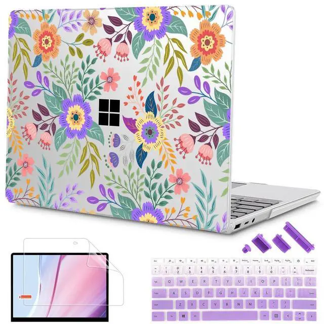 Main image of Mektron Case for 13.5" Microsoft Surface Laptop 5/4/3 with Metal Palm Rest Model 1951/1868, 2019/2021/2022 Release Plastic Hard Shell Cover with Screen Protector + Keyboard Cover, Colorful Floral C139