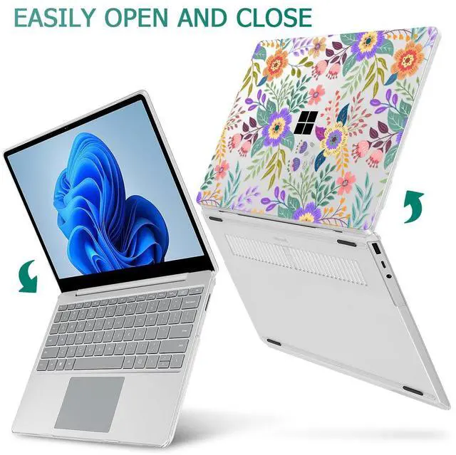 Alt view image 4 of 5 - Mektron Case for 13.5" Microsoft Surface Laptop 5/4/3 with Metal Palm Rest Model 1951/1868, 2019/2021/2022 Release Plastic Hard Shell Cover with Screen Protector + Keyboard Cover, Colorful Floral C139