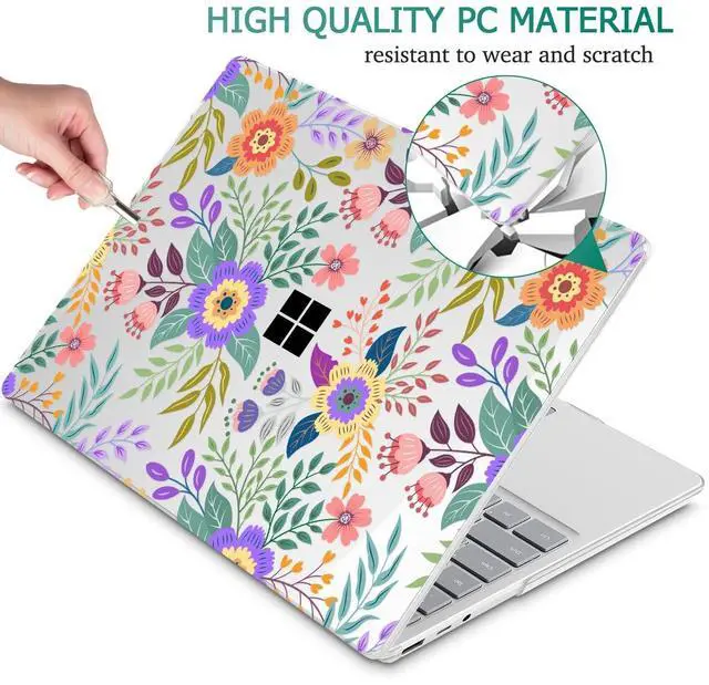 Alt view image 5 of 5 - Mektron Case for 13.5" Microsoft Surface Laptop 5/4/3 with Metal Palm Rest Model 1951/1868, 2019/2021/2022 Release Plastic Hard Shell Cover with Screen Protector + Keyboard Cover, Colorful Floral C139