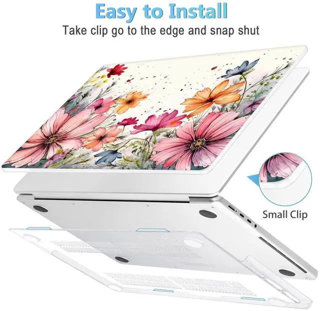 Alt view image 3 of 5 - Mektron Case for MacBook Pro 16" M4 A3403 A3186 M3 A2991 M2 A2780 M1 A2485 (2021/2023/2024) Pro/Max with Touch ID, Hard Shell Plastic Laptop Cover Keyboard Cover Screen Protector, Colorful Floral