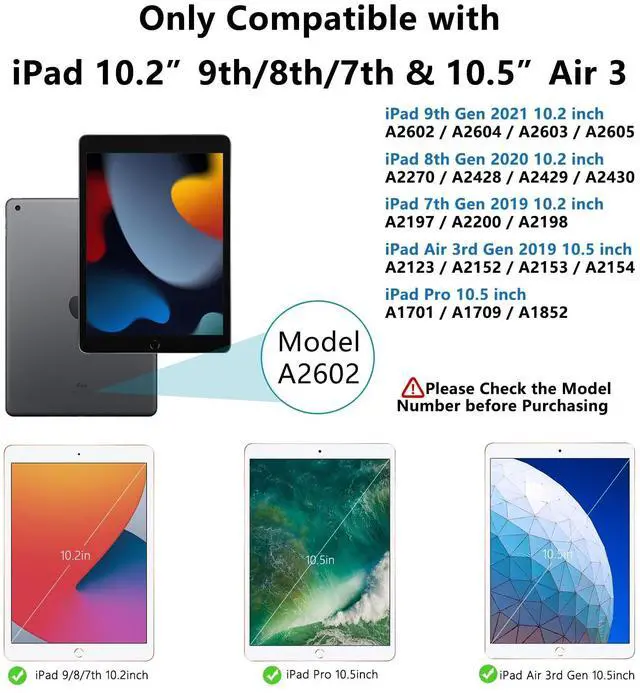 Alt view image 2 of 5 - Mewealth Keyboard Case for iPad 9th / 8th / 7th Generation 10.2 Inch with Pencil Holder, Detachable Keyboard Cover for iPad Pro 10.5" / iPad Air 3rd, Checkered Plaid Blue-Light Blue