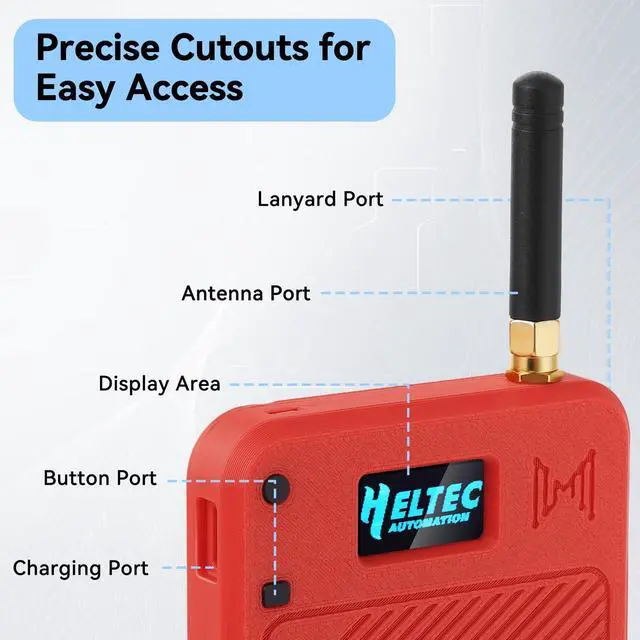 Alt view image 3 of 5 - ESP32 LoRa V3 Development Board with 915MHz Antennas + 3000mAh Battery + Meshtastic Case, ESP32-S3 SX1262 CP2102 Integrated WiFi Bluetooth OLED Display for Arduino LoRaWAN IOT (N32 Version, Red)