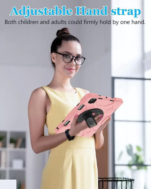 Alt view image 4 of 5 - Case for iPad Pro 11 Inch 2022/2021/ 2020/2018: Silicone Cover for iPad 11 Inch 4th/ 3rd/ 2nd/ 1st/ Generation with Screen Protector- Stand- Handle- Shoulder Strap- Pencil Holder- Rose Gold