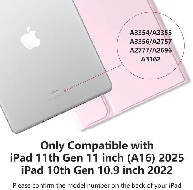 Alt view image 2 of 5 - MMK Keyboard Case for iPad 11th Gen (A16, 2025) & 10th Generation (10.9", 2022), for iPad 11th 10th Generation Case with Keyboard, Wireless Detachable Bluetooth Key Board,Pencil Holder-Pink