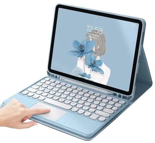 Main image of Keyboard Case for Samsung Galaxy Tab A8 10.5 inch 2022 Touchpad Keyboard Cover with S Pen Holder Cute Round Key Detachable Color Keyboard (MistyBlue)
