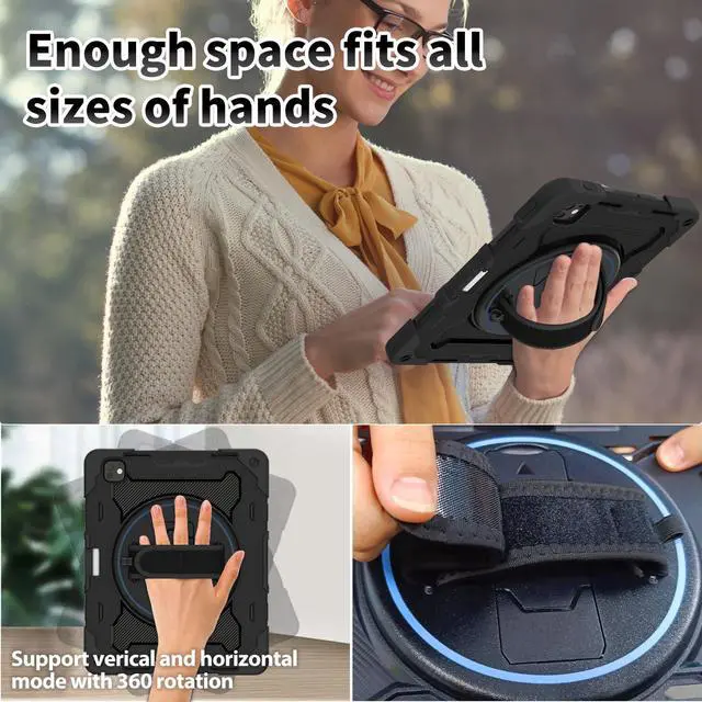 Alt view image 3 of 5 - ROSROME for iPad Pro 13 Inch Case 2024 M4 7th Generation with HD Screen Protector, Shoulder Strap, 360 Stand, Hand Strap,Pen Holder |15ft Drop Protection| Heavy Duty Military Case for Pro 13 for Kids