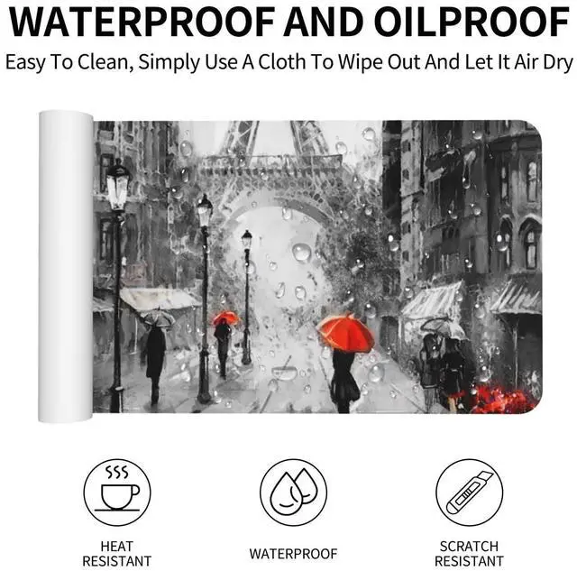 Alt view image 3 of 5 - Paris Street Eiffel Large Mouse Pad Gaming Mousepad with Wrist Support Rubber Computer Keyboard Mat for Desk Laptop Non-Slip Full Deskmat Protector Waterproof Writing Pad Office Home 16x35.5 in