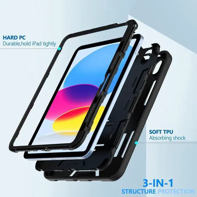 Alt view image 2 of 5 - Puxicu Case for iPad (A16) 11th 11 inch 2025 / 10th Generation 10.9" 2022, Heavy Duty Rugged Protective, Cover for iPad 10th Gen/11th Gen, Black