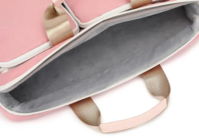 Alt view image 5 of 5 - SANFAN 360 Protective Multi-Pockets Laptop Shoulder Bag Sleeve Case, Briefcase for 15.6 & 16 Inch Laptops (Light Pink)