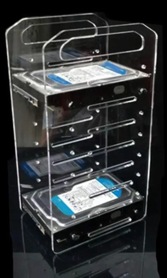 Alt view image 3 of 5 - DIY Hard Drive Bracket, Multi Layer Acrylic Rack for Desktop with Accurate Mounting Hole, Supports Multiple 3.5inch Hard Drives, Easy Installation (8 Layers)