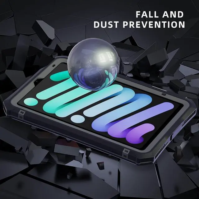 Alt view image 3 of 5 - MRUOZRUI Waterproof Case Compatible with iPad Mini 7&6 6th Generation 8.3 Inch, Full Body Heavy Duty Protection with Built-in Screen Protector, Pencil Holder, Strap, Shockproof Tablet Case