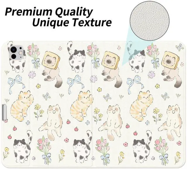 Alt view image 2 of 5 - JOYLAND Cute Kitten Case for iPad Mini 7 (A17 Pro) 2024/iPad Mini 6 2021 8.3 Inch with Pencil Holder Multi-Angle Viewing Folio Stand Cover Leather Tablet Cover Auto Sleep/Wake Kawaii Animal Girly Case