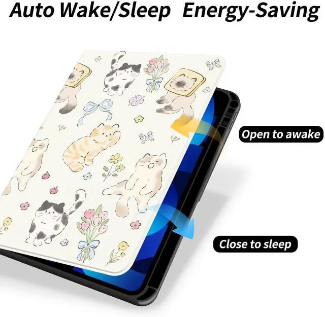 Alt view image 5 of 5 - JOYLAND Cute Kitten Case for iPad Mini 7 (A17 Pro) 2024/iPad Mini 6 2021 8.3 Inch with Pencil Holder Multi-Angle Viewing Folio Stand Cover Leather Tablet Cover Auto Sleep/Wake Kawaii Animal Girly Case