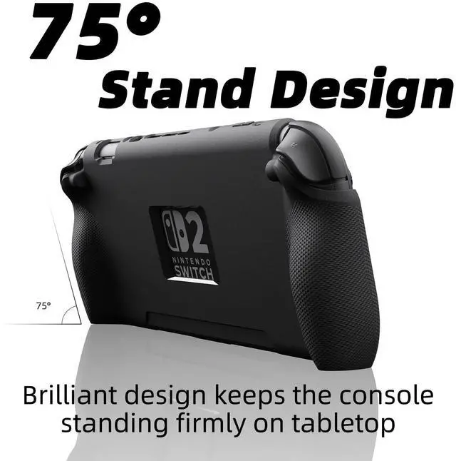 Alt view image 4 of 5 - Savage Raven by Skull & Co. StandGrip Bundle for Nintendo Switch 2: Protective Case with Textured Grips Full Protection, Shock-Absorption Non-Slip and Anti-Scratch Cover (with Carrying Case)- Black