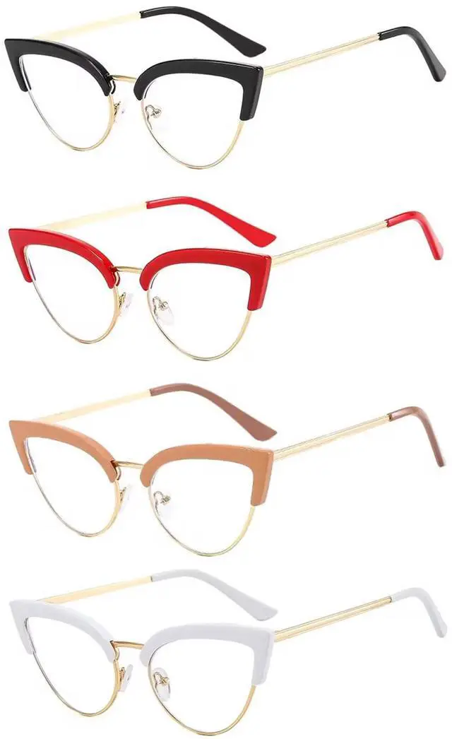 Alt view image 3 of 5 - Murddoa 4 Pack Womens Cat Eye Blue Light Blocking Reading Glasses Fashion Eyeglass Frames Cute Computer Reader(4 Pairs,3.00)