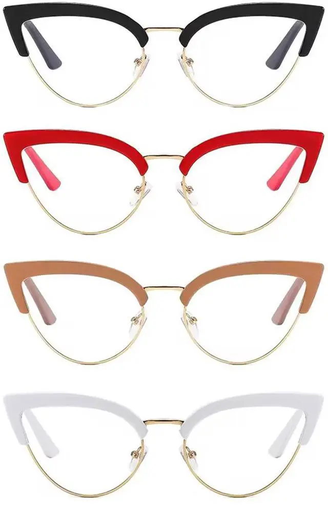 Alt view image 5 of 5 - Murddoa 4 Pack Womens Cat Eye Blue Light Blocking Reading Glasses Fashion Eyeglass Frames Cute Computer Reader(4 Pairs,3.00)