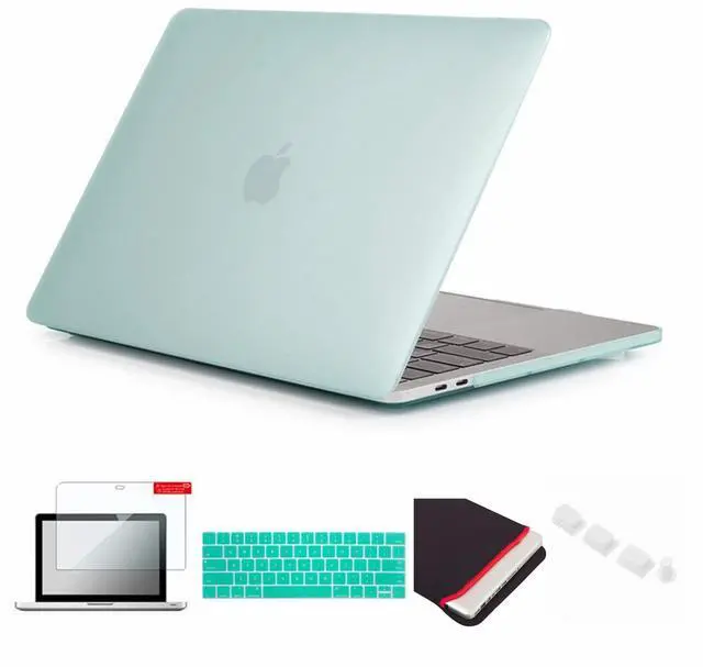 Main image of Se7enline Compatible with MacBook Pro Case A1707/A1990 Colorful Plastic Hard Case Cover 2016-2018 for Mac Pro 15'' with Touch Bar &Sleeve Bag, Keyboard Cover, Screen Protector, Dust Plug, Aqua Green