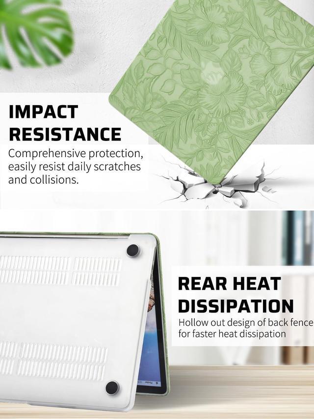Alt view image 5 of 5 - Seorsok Compatible with New MacBook Air 13.6 inch Case 2025 2024-2022 Release A3240 M4 A2681 M2 A3113 M3,Elegant Leaves Flowers Leather Plastic Hard Shell Case&Keyboard Cover,Green Blooming Floral