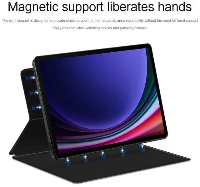 Alt view image 2 of 5 - QYiiD Magnetic Case for Galaxy Tab S10 Plus/Galaxy Tab S9 FE+ / S9 FE Plus 12.4-Inch with S-Pen Holder, Lightweight and Slim Magnetic Stand Case with Auto Sleep/Wake Cover for S10+/S9+/S9 FE+, Black