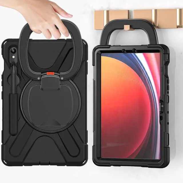 Alt view image 4 of 5 - QYiiD Case for Galaxy Tab S9 2023 (SM-X710/X716B/X718U) with S Pen Holder, Heavy Duty Shockproof Protective Case with Rotating Stand/Kickstand/Carrying Shoulder Strap for Galaxy Tab S9 11 inch, Black