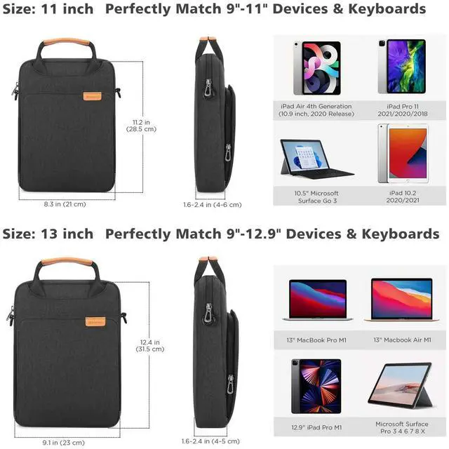 Alt view image 3 of 5 - NIDOO Laptop Shoulder Bag for 13" 13.6" Macbook Air M4 M3 M2/ MacBook Pro / 12.9" 13" iPad Pro M4/ 13" iPad Air M2 M3 / 13 inch Surface Pro 10 9 8, Vertical Laptop Sleeve Handbag for 13.4" XPS Samsung