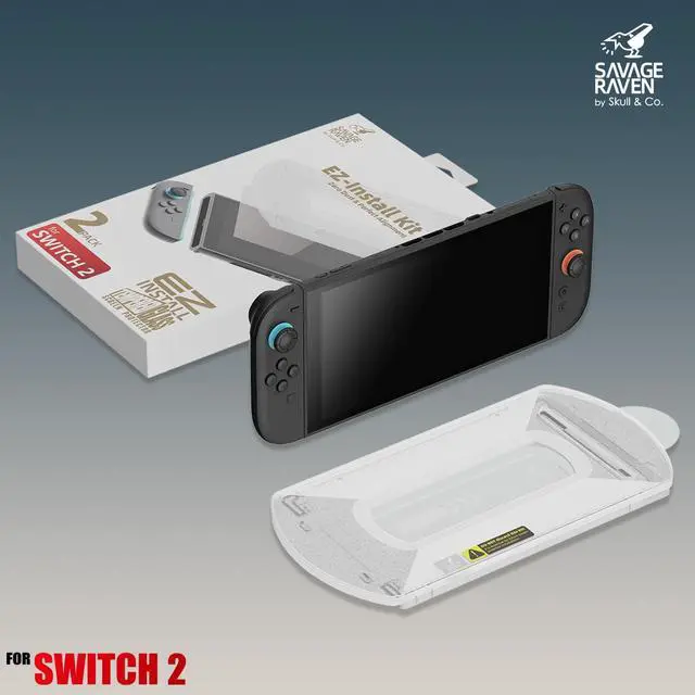 Alt view image 2 of 5 - SAVAGE RAVEN by Skull & Co. High Transparency High Sensitivity Tempered Glass Screen Protector For Nintedo Switch 2 with EZ-Install KIT - HD Clarity (2-PACK)