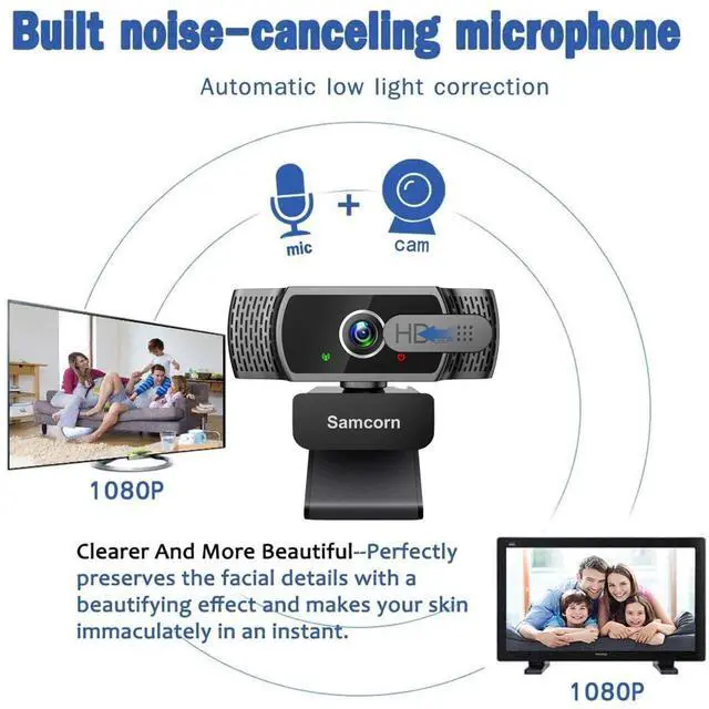 Alt view image 2 of 5 - Webcam with Microphone for Desktop,1080P HD USB Webcam Live Streaming Laptop PC Computer Web Camera for Video Calling Conferencing Recording Gaming, AutoFocus 3D Noise Reduction