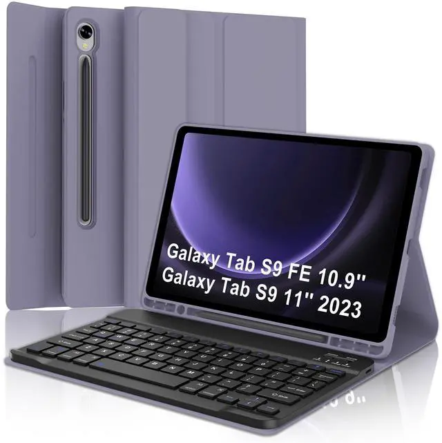 Main image of for Samsung Galaxy Tab S9 FE Keyboard Case 5G, Galaxy S9 11'' Tablet Case with Keyboard, Bluetooth Detachable Keypad, Smart Folio Case for Samsung Tab S9FE 10.9in Key Board with Pen Holder, Purple