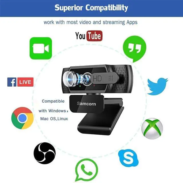 Alt view image 5 of 5 - Webcam with Microphone for Desktop,1080P HD USB Webcam Live Streaming Laptop PC Computer Web Camera for Video Calling Conferencing Recording Gaming, AutoFocus 3D Noise Reduction