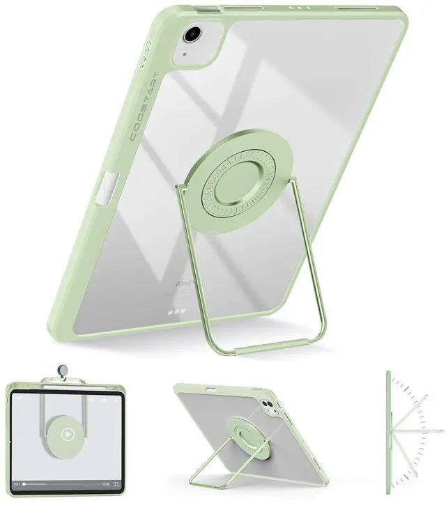Main image of Rotating Case for iPad Air 11 Inch (M3/M2, 2025/2024), iPad Pro 11 Inch (4th/3rd/2nd/1st) & Air 5/4 with Pencil Holder, 360 Degree Rotating Stand for Portrait/Landscape Modes, Case with Stand, Green