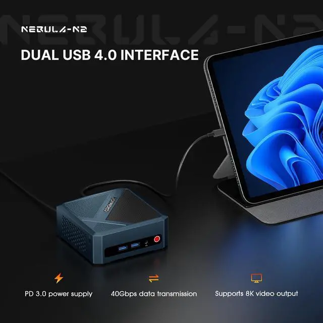 Alt view image 5 of 5 - origimagic N2 Mini PC - Gaming & Office Performance with AMD Ryzen 5 6600H (6C/12T, 4.5GHz), 32GB DDR5 RAM, 512GB NVMe SSD, Dual USB4, Quad Display, WiFi 6E, BT5.2, 8K UHD - Mini PC