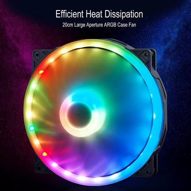 Alt view image 2 of 5 - Case Fans, Large Air Volume Cooling Fans ARGB Light Synchronization Hydraulic Bearing Silent Low Noise 4PIN PWM+5V Computer Fan 9 Leaf Design(200 * 200mm)