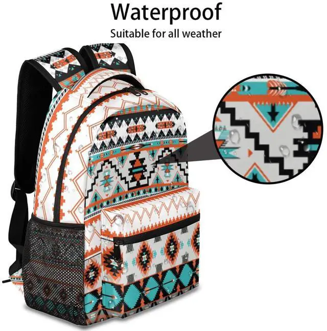 Alt view image 4 of 4 - Backpack for Women Girls Ethnic Aztec Geometric School Backpack Waterproof Travel Backpacks College School Business Laptop Backpacks Casual Daypack