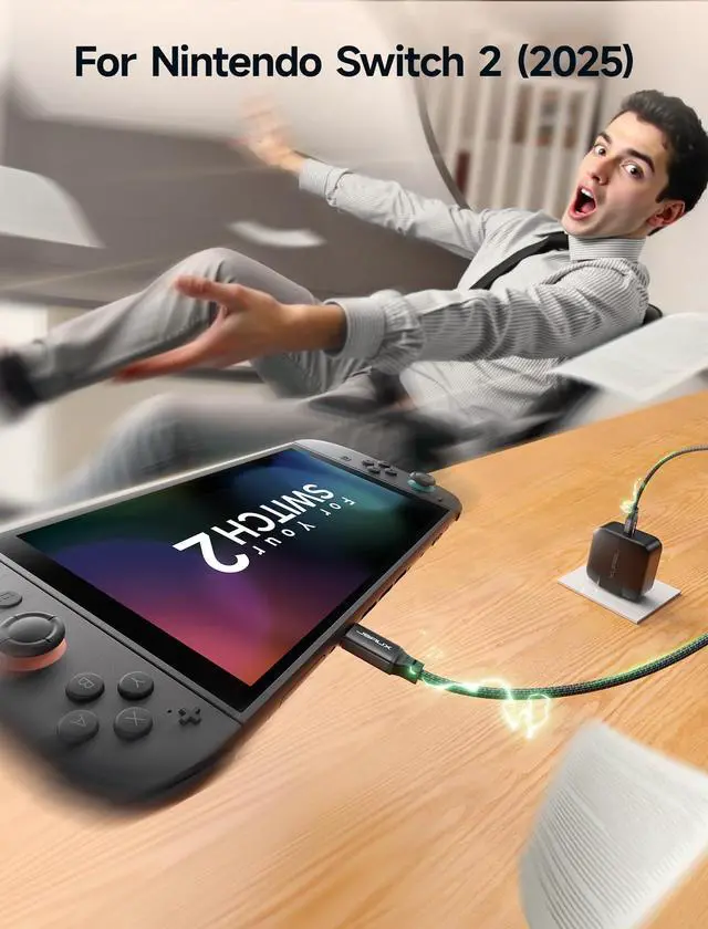 Alt view image 2 of 5 - JSAUX 65W USB C Charger for Nintendo Switch 2, ROG Ally, Steam Deck, Tablets, Laptops, Samsung Galaxy, Pixel, 65 Watt PD Wall Fast Charger with 6.6FT USB C to C Cable, EU & UK Plug