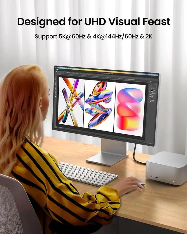 Alt view image 2 of 5 - Silkland USB C Monitor Display Cable 6.6FT [4K@144Hz/60Hz 8K@30Hz], USB C 3.2 Gen 2x2 Video Cable, 20Gbps Data Transfer, 240W PD Fast Charge, Compatible with iPhone 16, MacBook Pro, iPad