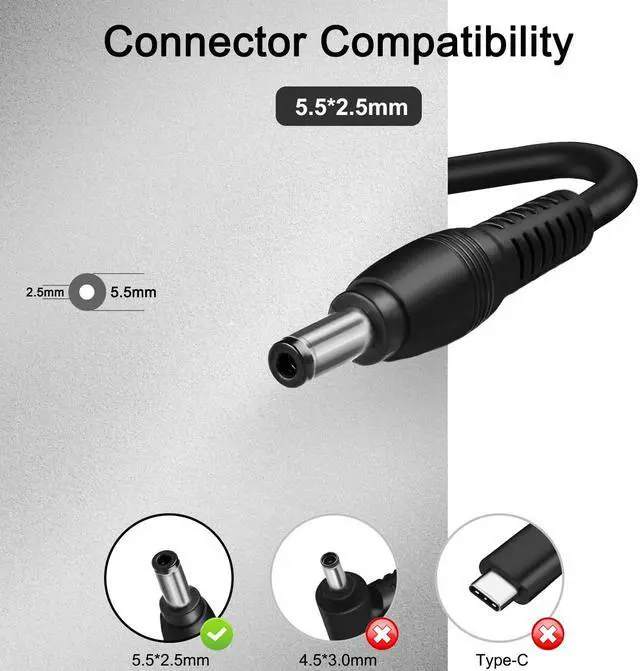 Alt view image 4 of 5 - 90W 65W Power Cord Charger Compatible with Intel NUC 15 14 13 12 11 10 9 8 7 6 pro kit gen mini pc Charger AC Adapter da-90j19 hka09019047-6u fsp065-10aaba fsp090-dbbn3 5.5 * 2.5mm Plug
