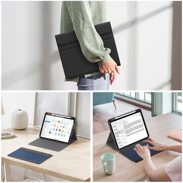 Alt view image 5 of 5 - Soke for iPad (A16) 11th/10th Generation Case with Keyboard(2025/2022)-7 Color Backlight Wireless Detachable Folio Keyboard Cover with Built-in Pencil Holder for iPad 11/10.9 inch, Ebony